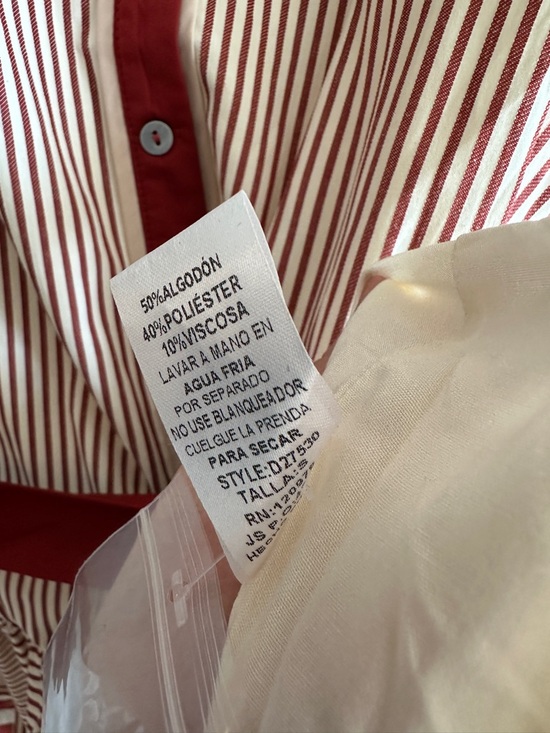 NWT Entro Red and Ivory Striped Belted Shirt Dress - Picture 9 of 13